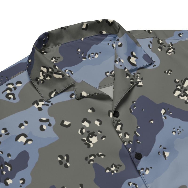 Chocolate Chip Saudi Urban Blue CAMO Unisex Short-Sleeve Button Shirt - Button-Up