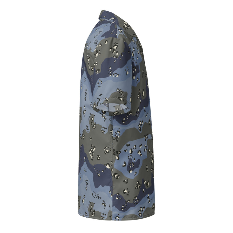 Chocolate Chip Saudi Urban Blue CAMO Unisex Short-Sleeve Button Shirt - Button-Up
