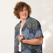 Chocolate Chip Saudi Urban Blue CAMO Unisex Short-Sleeve Button Shirt - Button-Up