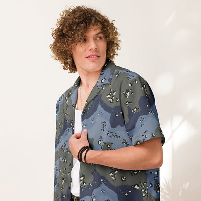 Saudi Chocolate Chip Desert Urban Blue CAMO Unisex button shirt - Button Shirts