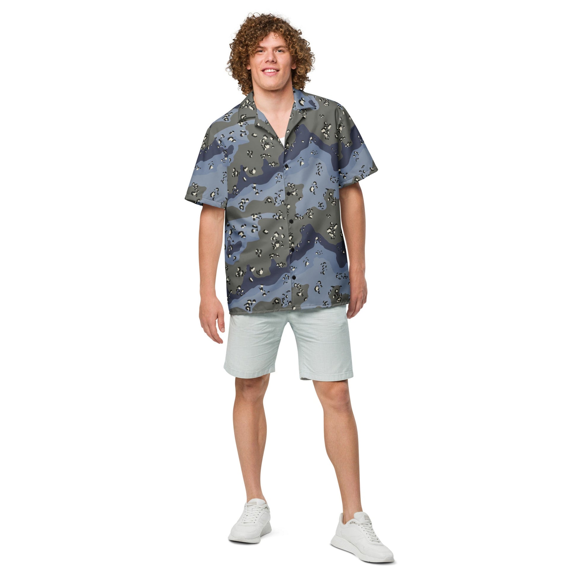 Saudi Chocolate Chip Desert Urban Blue CAMO Unisex button shirt - Button Shirts