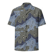 Chocolate Chip Saudi Urban Blue CAMO Unisex Short-Sleeve Button Shirt - Button-Up