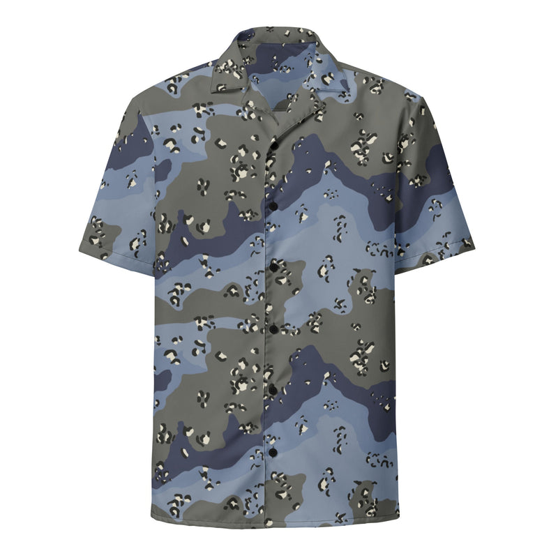 Chocolate Chip Saudi Urban Blue CAMO Unisex Short-Sleeve Button Shirt - Button-Up