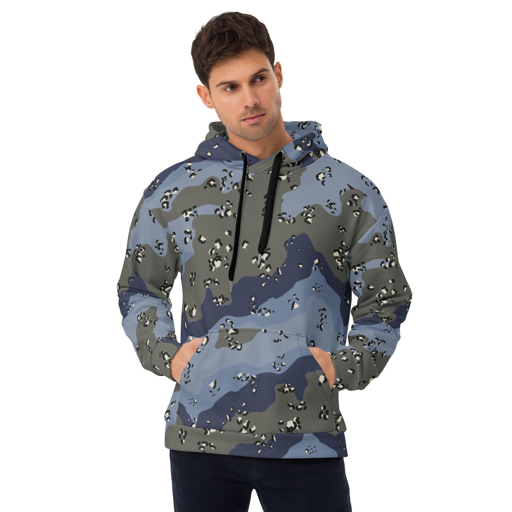 Saudi Chocolate Chip Desert Urban Blue CAMO Unisex Hoodie - 2XS - Hoodies