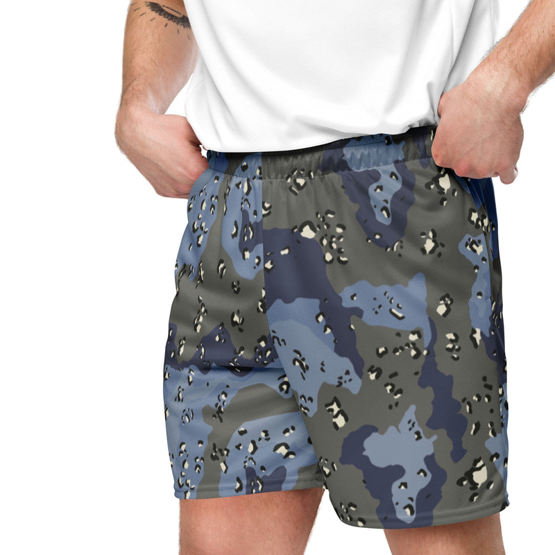 Chocolate Chip Saudi Urban Blue CAMO Unisex Mesh Shorts