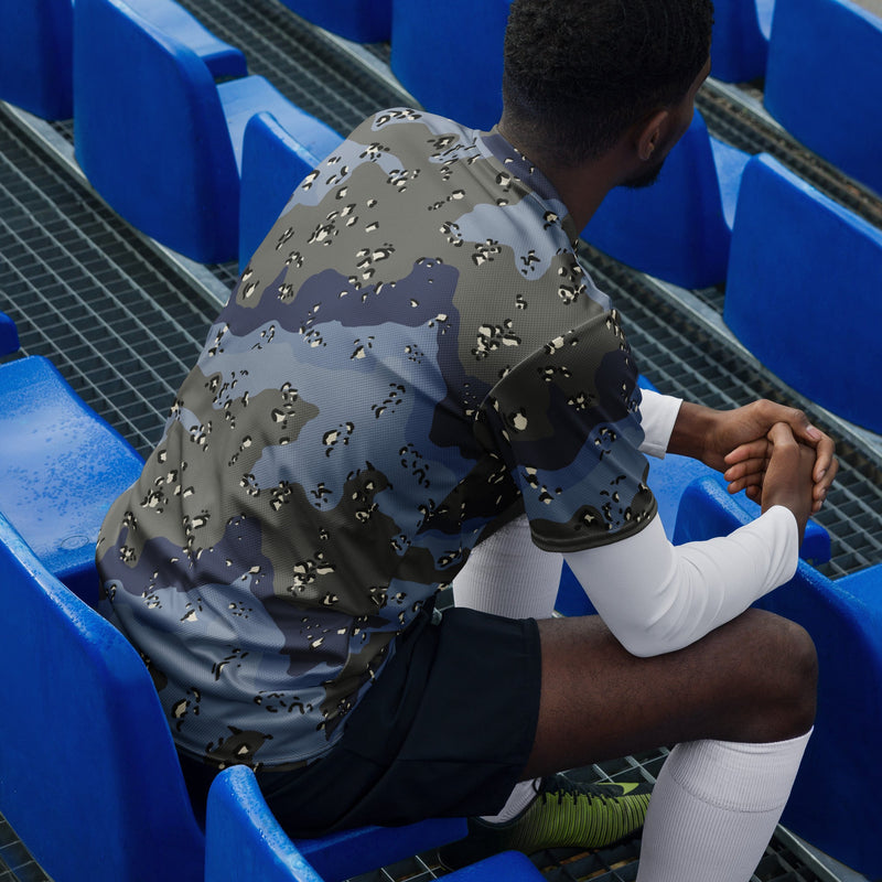 Chocolate Chip Saudi Urban Blue CAMO Unisex Sports Jersey