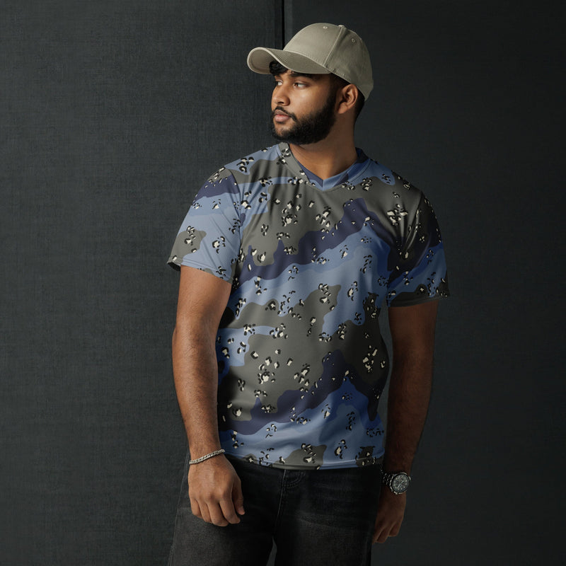 Chocolate Chip Saudi Urban Blue CAMO Unisex Sports Jersey