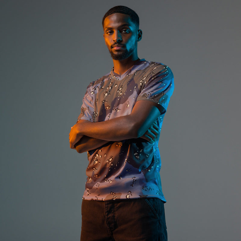 Chocolate Chip Saudi Urban Blue CAMO Unisex Sports Jersey