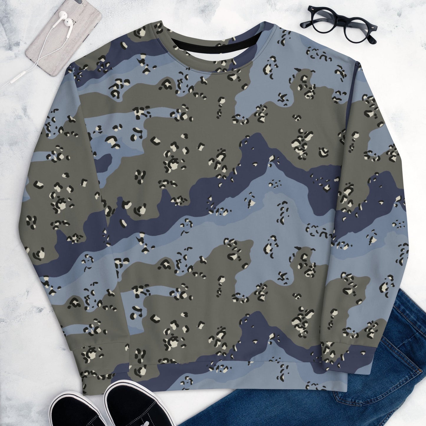 Saudi Chocolate Chip Desert Urban Blue CAMO Unisex Sweatshirt - Sweatshirts