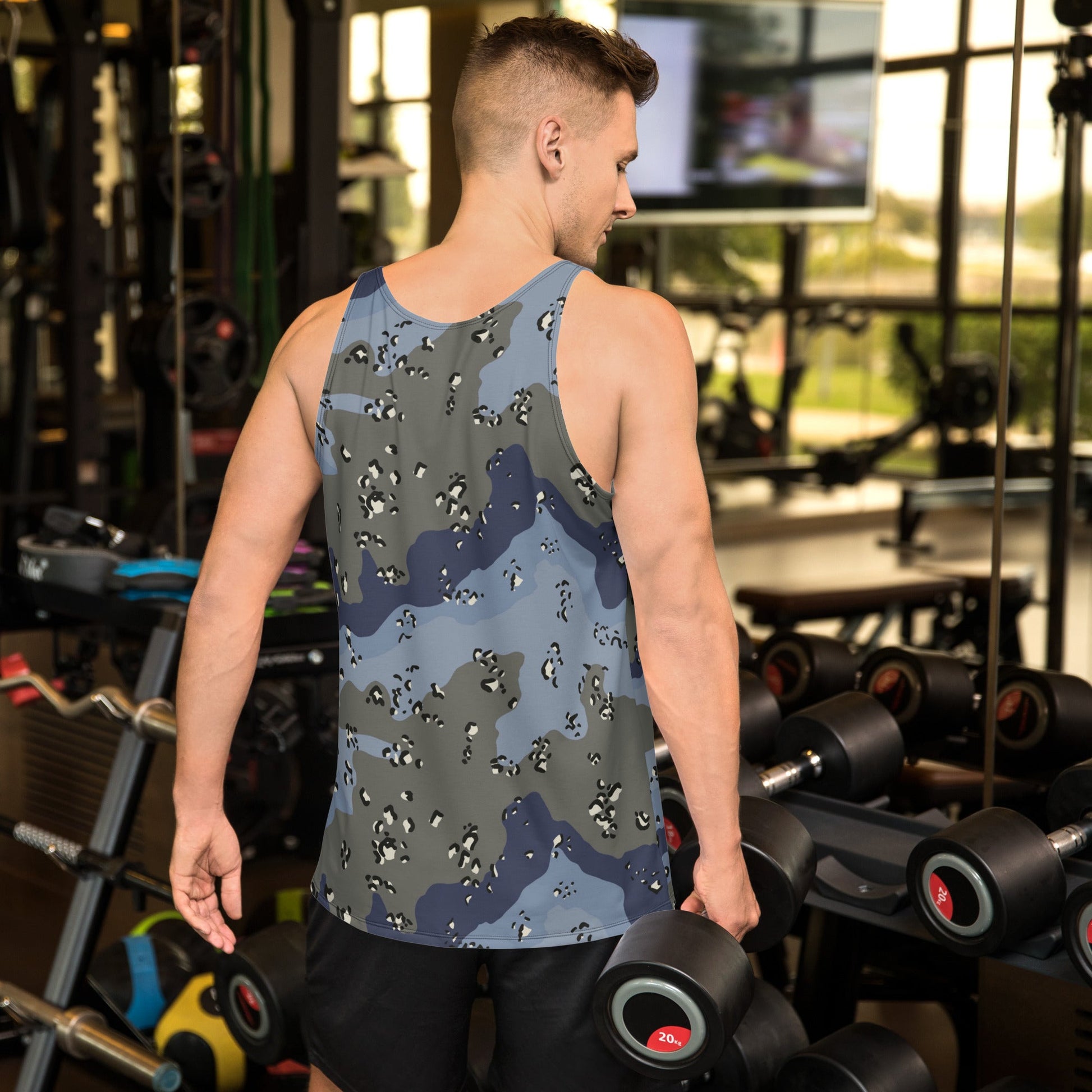 Saudi Arabian Chocolate Chip Desert Urban Blue CAMO Unisex Tank Top