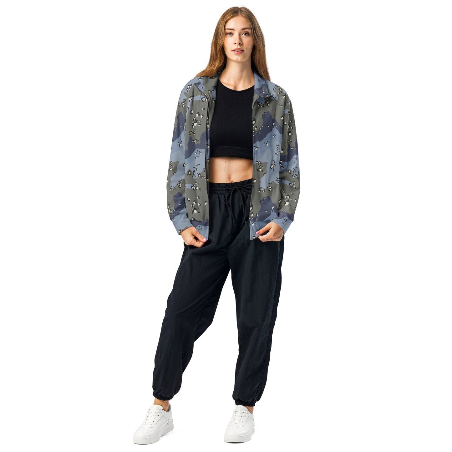 Saudi Arabian Chocolate Chip Desert Urban Blue CAMO Unisex Track Jacket