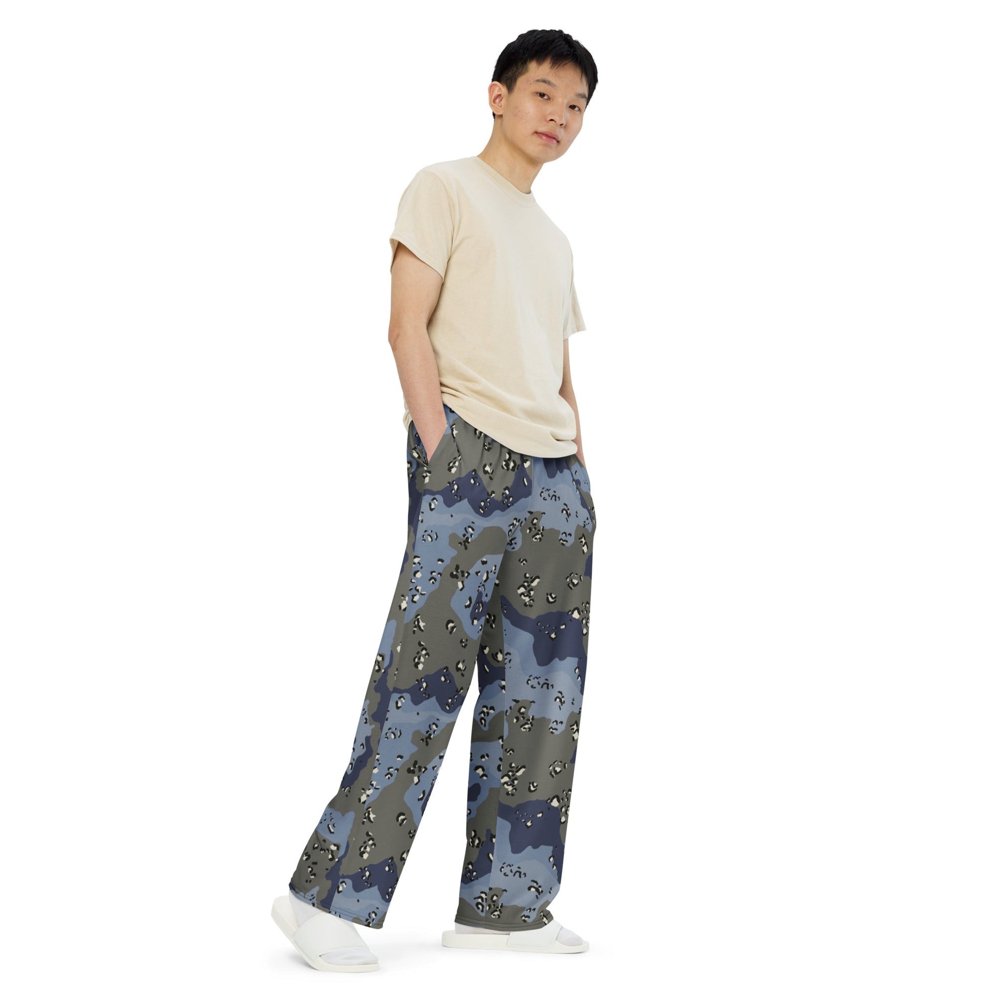 Saudi Chocolate Chip Desert Urban Blue CAMO unisex wide-leg pants - Wide-leg Pants
