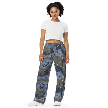Saudi Chocolate Chip Desert Urban Blue CAMO unisex wide-leg pants - Wide-leg Pants