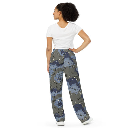Saudi Chocolate Chip Desert Urban Blue CAMO unisex wide-leg pants - Wide-leg Pants
