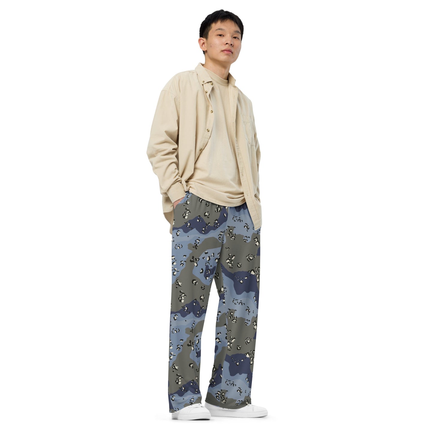 Saudi Chocolate Chip Desert Urban Blue CAMO unisex wide-leg pants - Wide-leg Pants