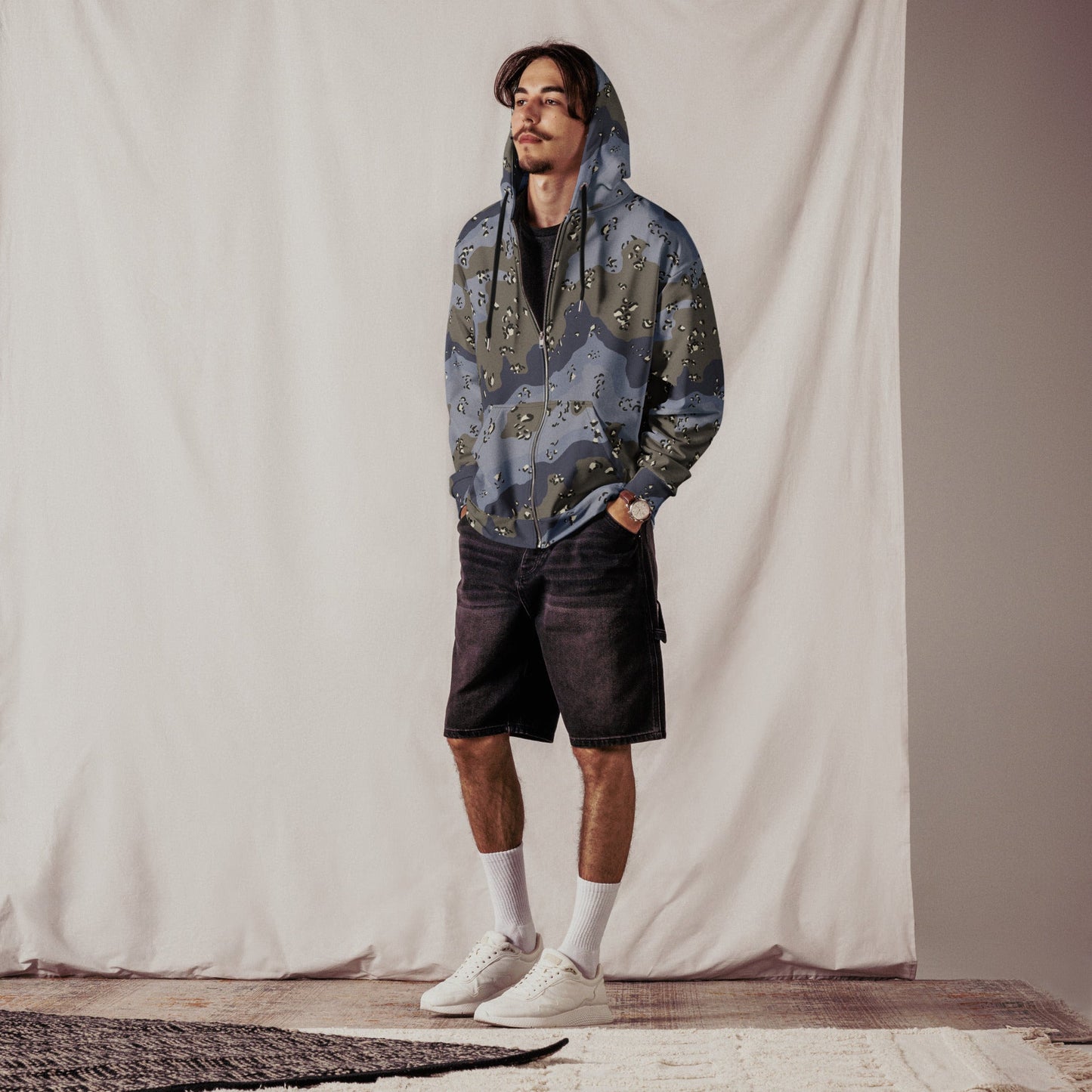 Saudi Arabian Chocolate Chip Desert Urban Blue CAMO Unisex Zip Hoodie