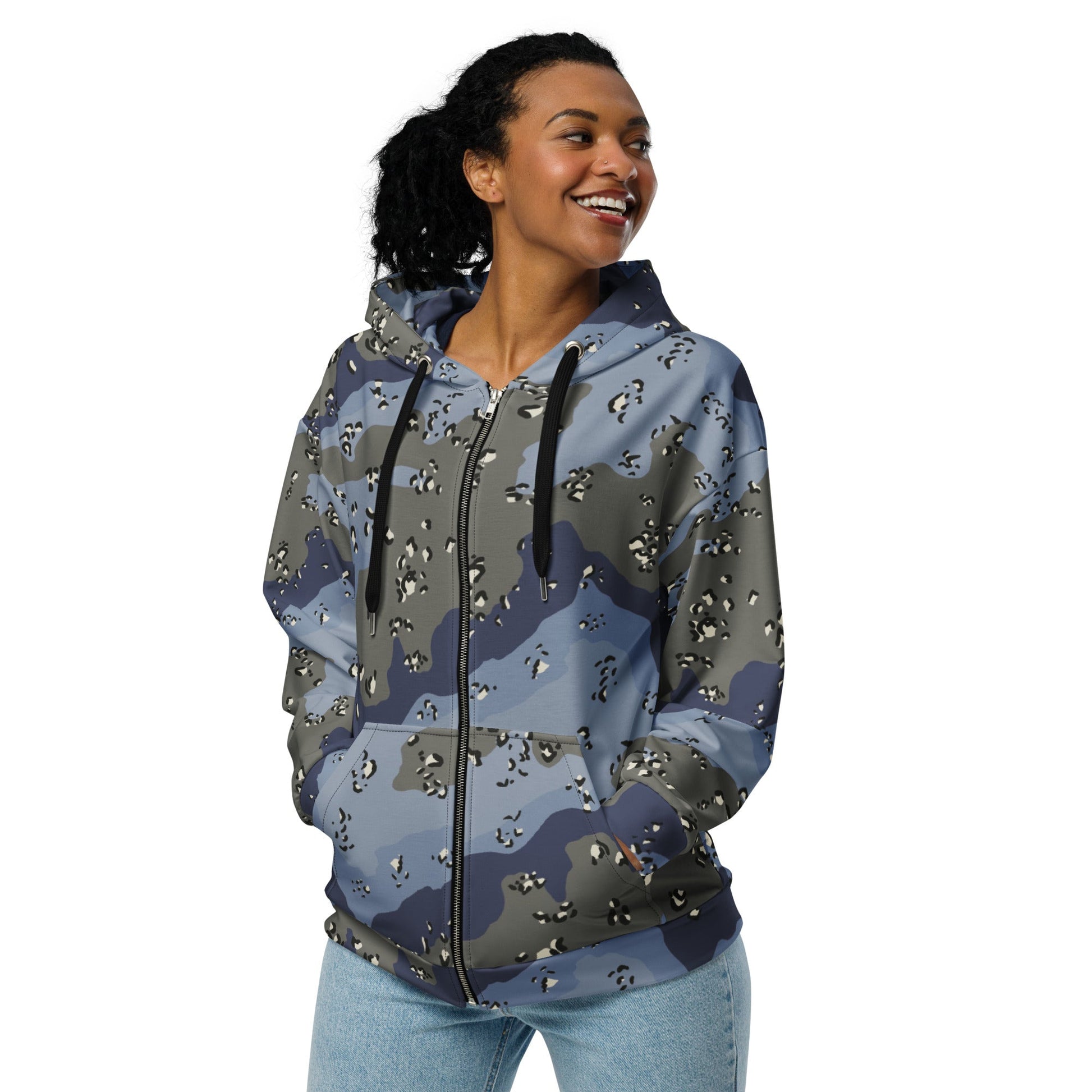 Saudi Arabian Chocolate Chip Desert Urban Blue CAMO Unisex Zip Hoodie