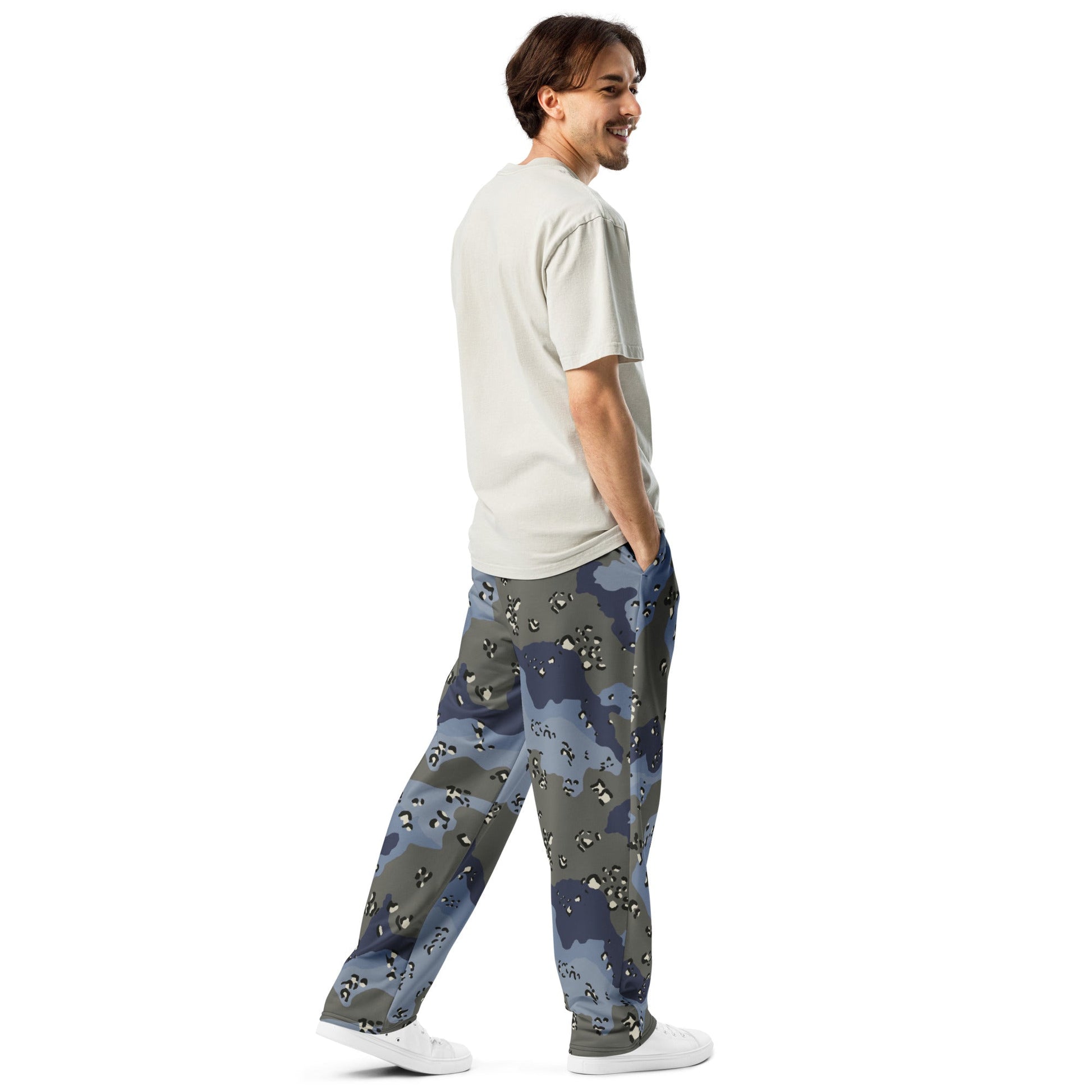 Saudi Chocolate Chip Desert Urban Blue CAMO Wide-leg joggers - Joggers