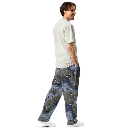 Saudi Chocolate Chip Desert Urban Blue CAMO Wide-leg joggers - Joggers