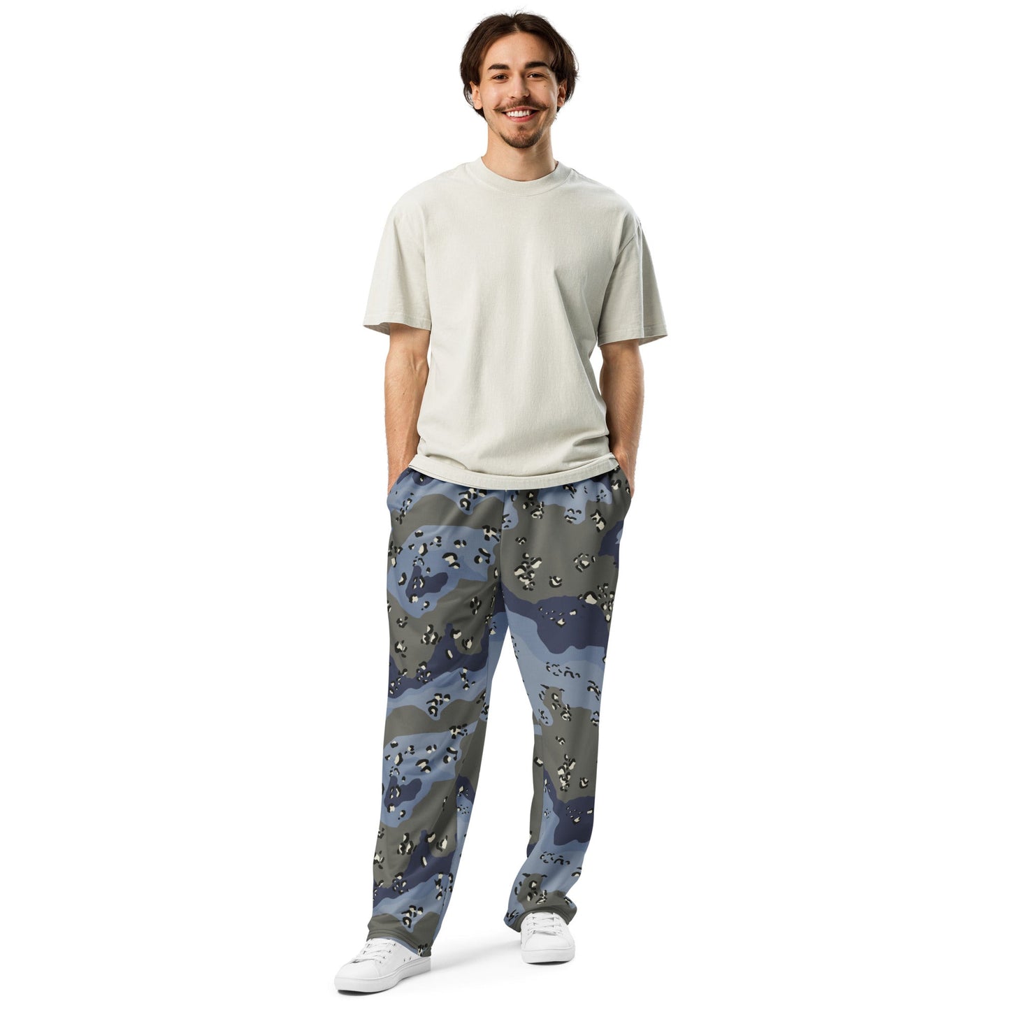Saudi Chocolate Chip Desert Urban Blue CAMO Wide-leg joggers - Joggers