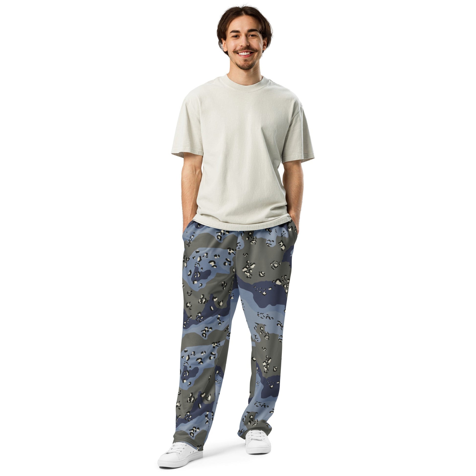 Saudi Chocolate Chip Desert Urban Blue CAMO Wide-leg joggers - Joggers