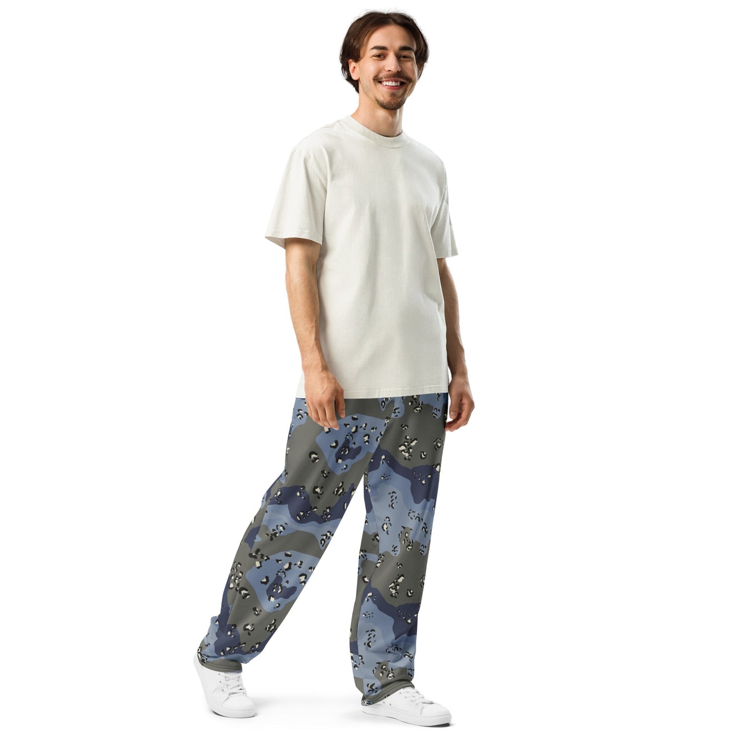 Saudi Chocolate Chip Desert Urban Blue CAMO Wide-leg joggers - Joggers