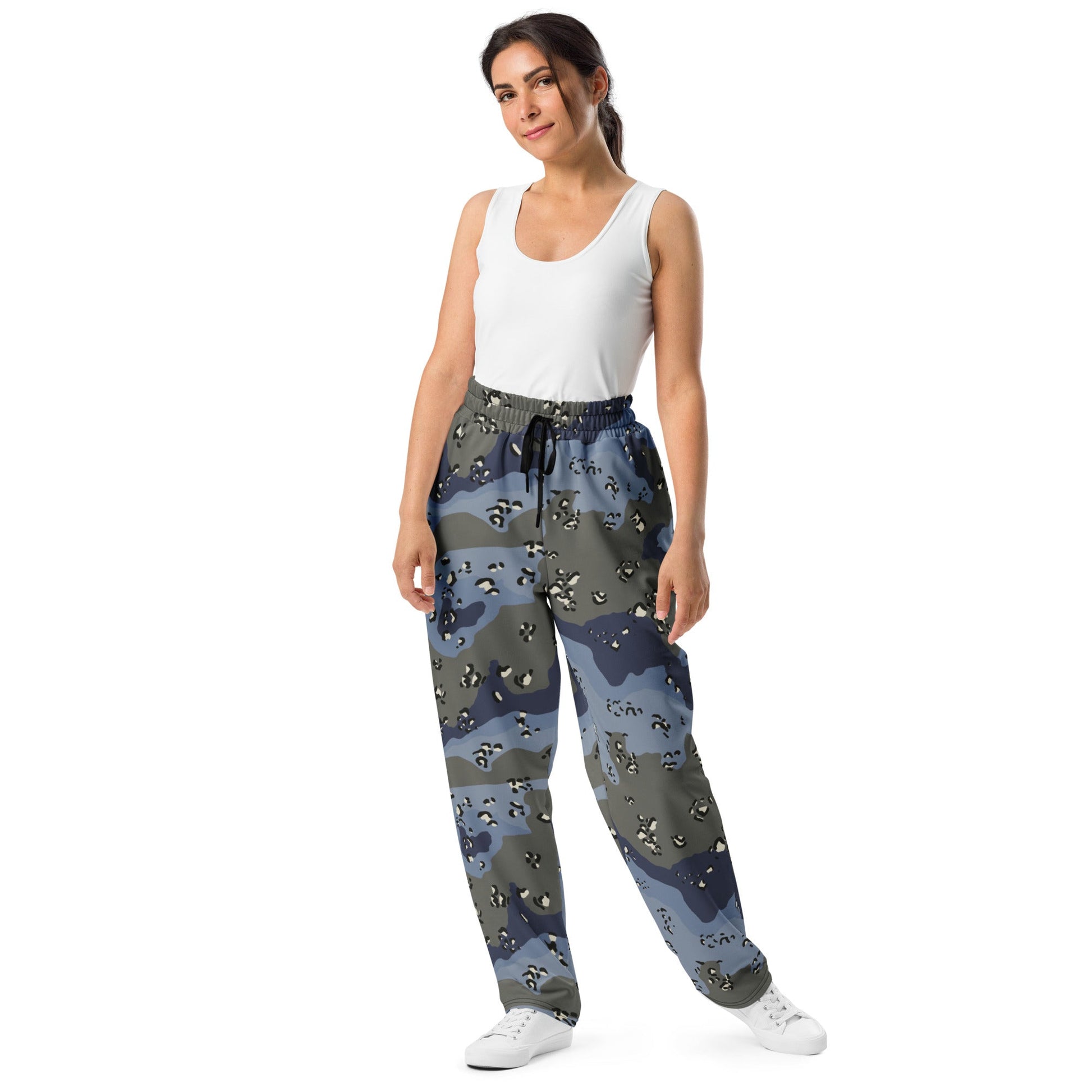 Saudi Chocolate Chip Desert Urban Blue CAMO Wide-leg joggers - Joggers
