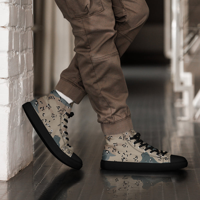 Chocolate Chip Saudi Marines Desert CAMO Mens High-Top Canvas Shoes - Black / 5