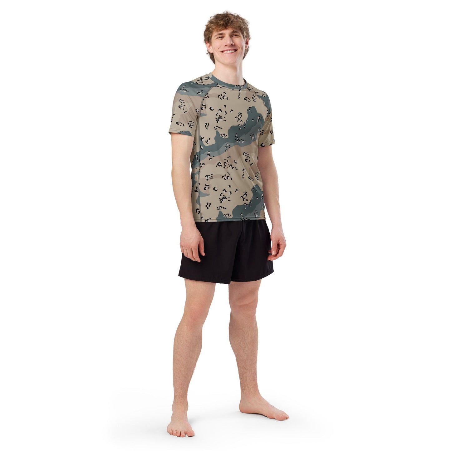 Saudi Chocolate Chip Marines Desert CAMO Mens Short-Sleeve Rash Guard - Short-sleeve Guards