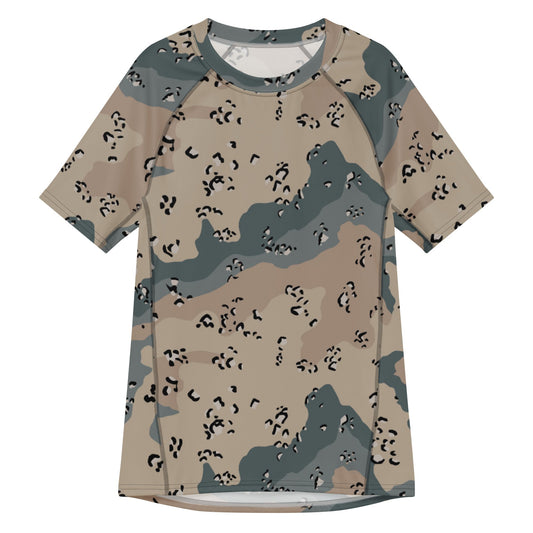 Saudi Chocolate Chip Marines Desert CAMO Mens Short-Sleeve Rash Guard - 2XS - Short-sleeve Guards