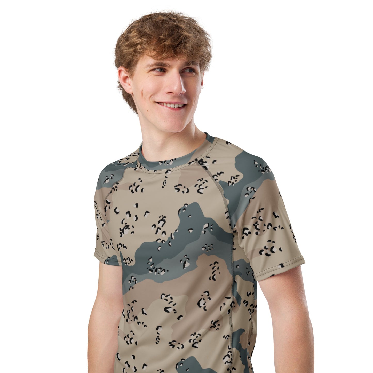 Saudi Chocolate Chip Marines Desert CAMO Mens Short-Sleeve Rash Guard - Short-sleeve Guards