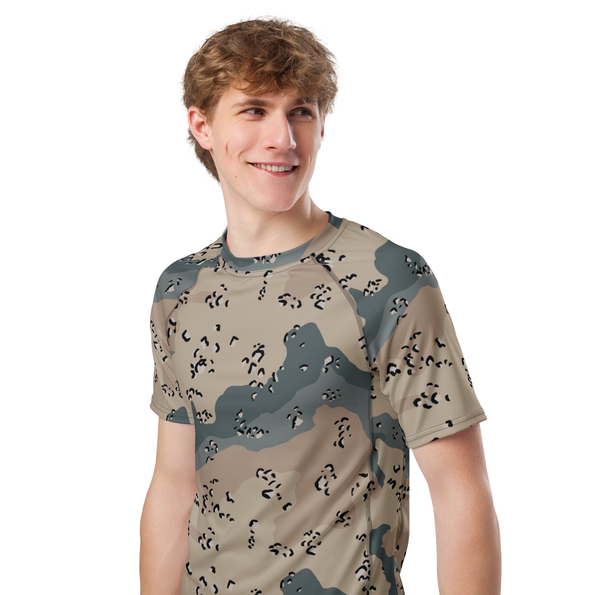 Saudi Chocolate Chip Marines Desert CAMO Mens Short-Sleeve Rash Guard - Short-sleeve Guards