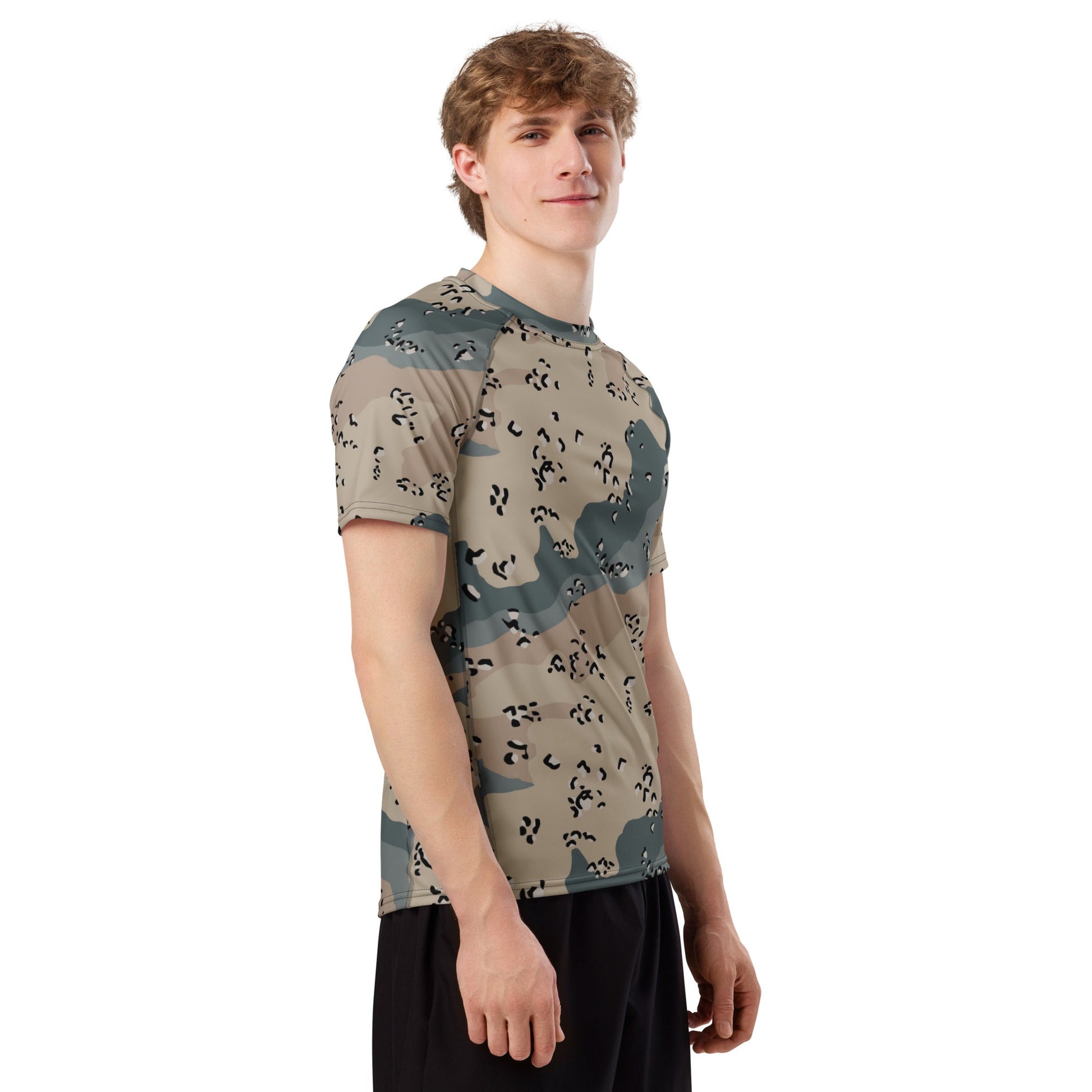 Saudi Chocolate Chip Marines Desert CAMO Mens Short-Sleeve Rash Guard - Short-sleeve Guards