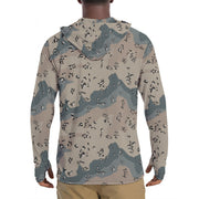 Saudi Chocolate Chip Marines Desert CAMO Mens Sunscreen Sports Hoodie With Thumb Holes