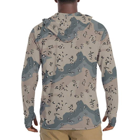 Saudi Chocolate Chip Marines Desert CAMO Mens Sunscreen Sports Hoodie With Thumb Holes
