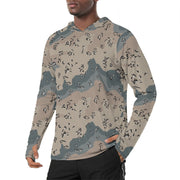 Saudi Chocolate Chip Marines Desert CAMO Mens Sunscreen Sports Hoodie With Thumb Holes - S / White