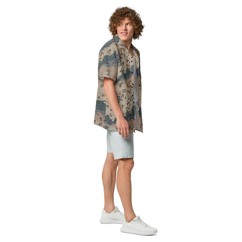 Chocolate Chip Saudi Marines Desert CAMO Unisex Short-Sleeve Button Shirt - Button-Up