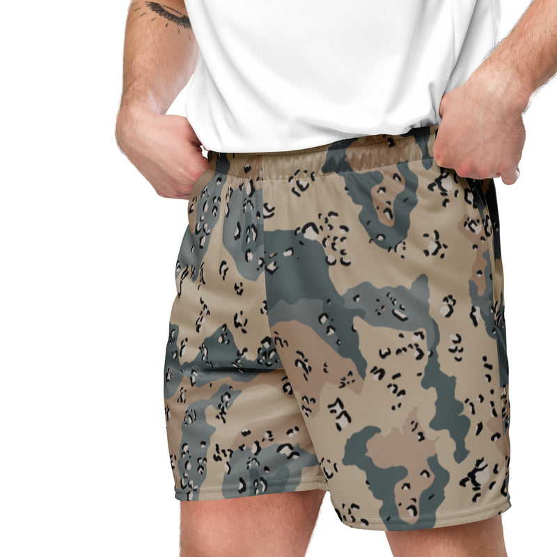 Chocolate Chip Saudi Marines Desert CAMO Unisex Mesh Shorts