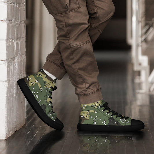 Saudi Chocolate Chip Marsh CAMO Mens high top canvas shoes - Black / 5 - High Top Canvas Shoes