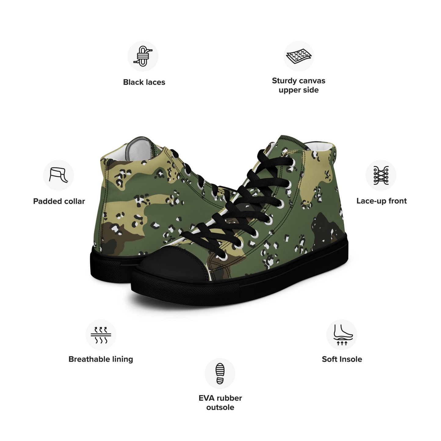 Saudi Chocolate Chip Marsh CAMO Mens high top canvas shoes - High Top Canvas Shoes