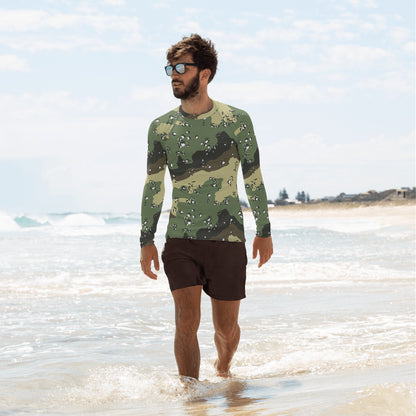 Saudi Chocolate Chip Marsh CAMO Mens Long-sleeve Rash Guard - XS - Guards