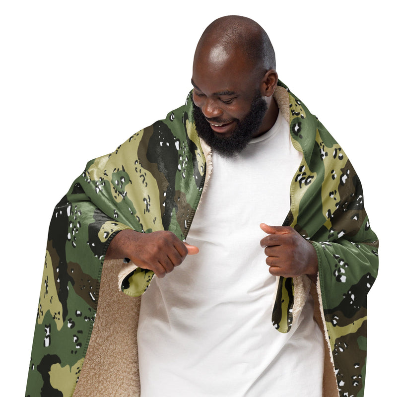 Chocolate Chip Saudi Marsh CAMO Sherpa Blanket