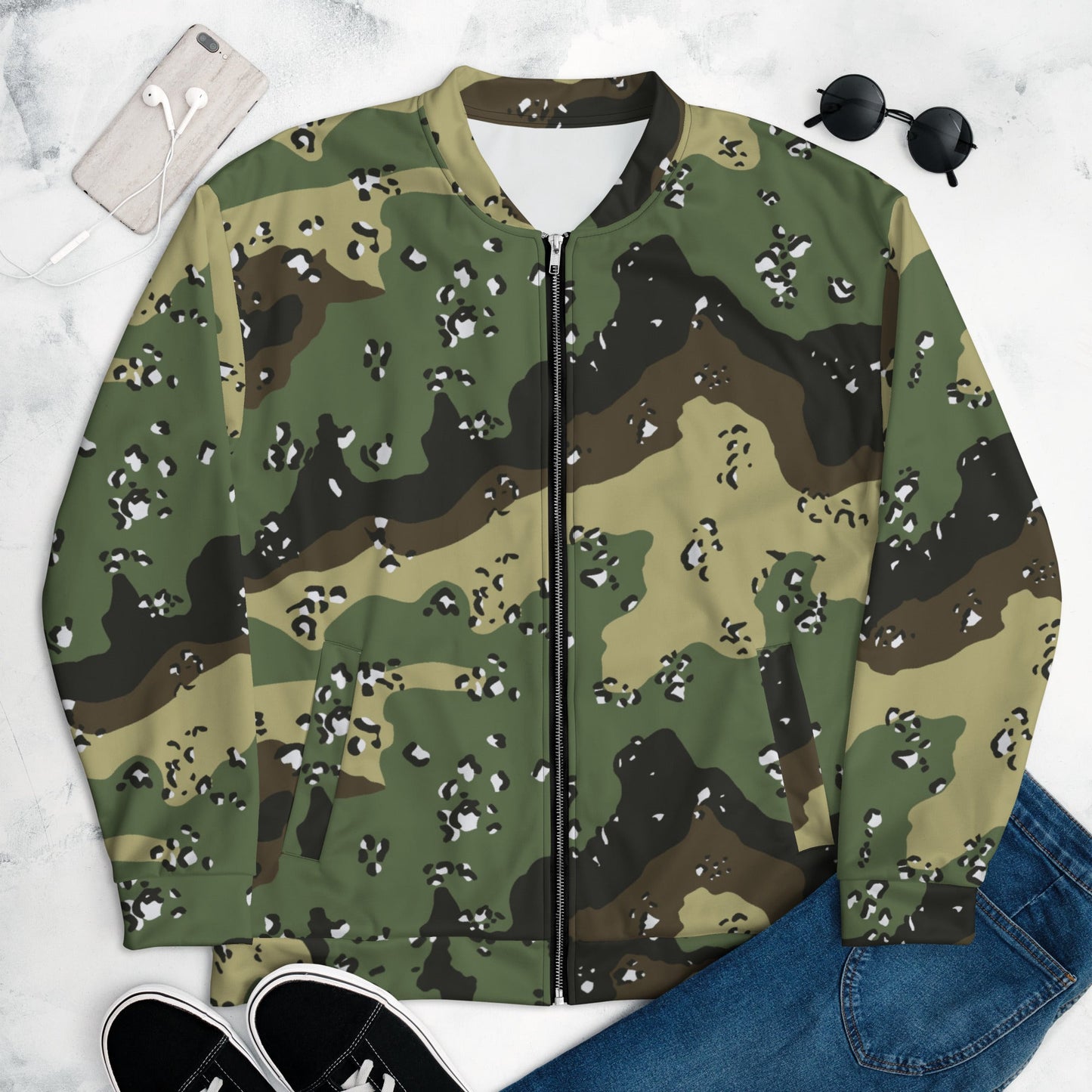 Saudi Chocolate Chip Marsh CAMO Unisex Bomber Jacket - XS - Jackets