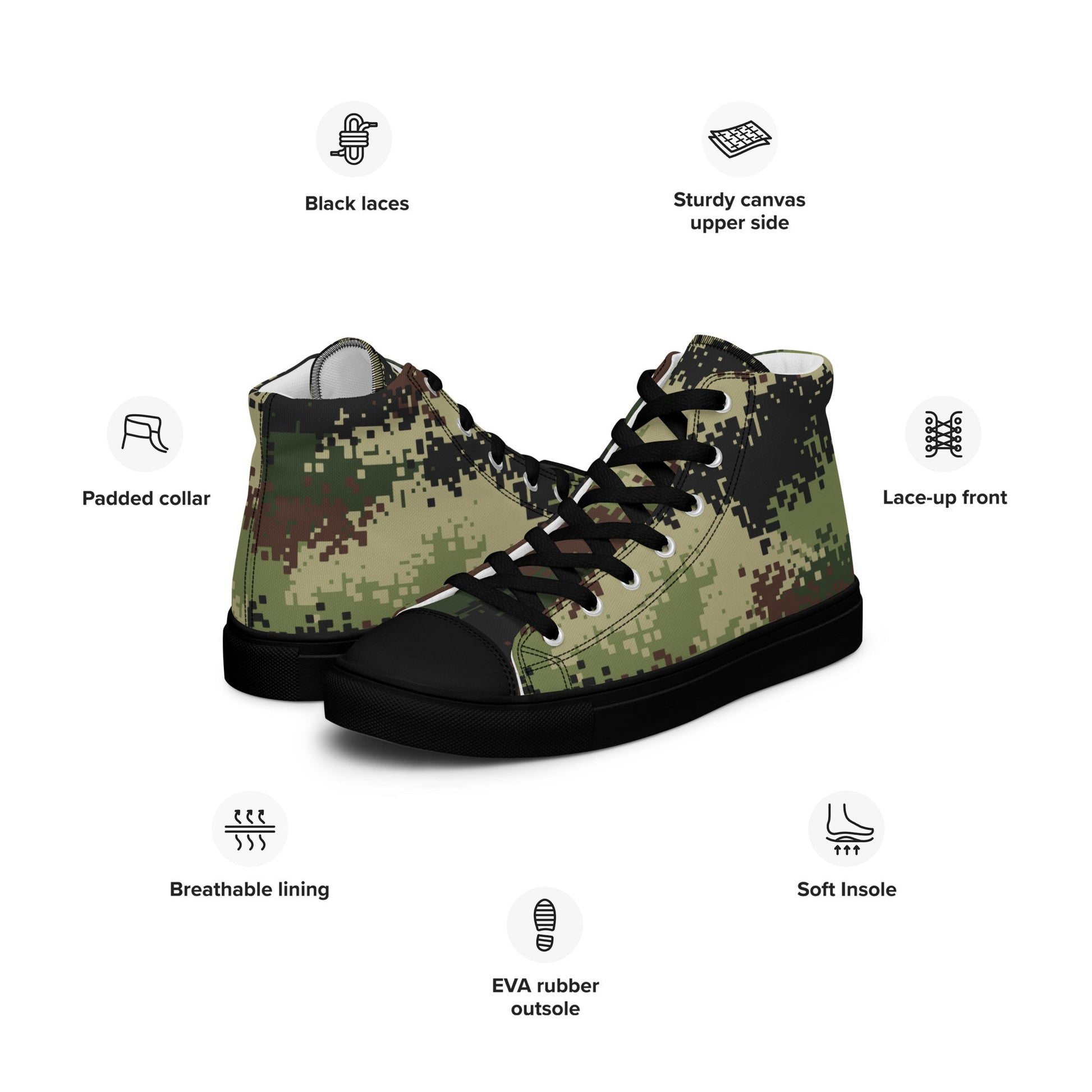 Serbian Digital CAMO Mens high top canvas shoes - High Top Canvas Shoes