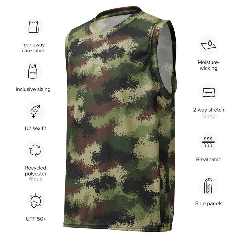 Digital Serbian Woodland CAMO Unisex Basketball Jersey
