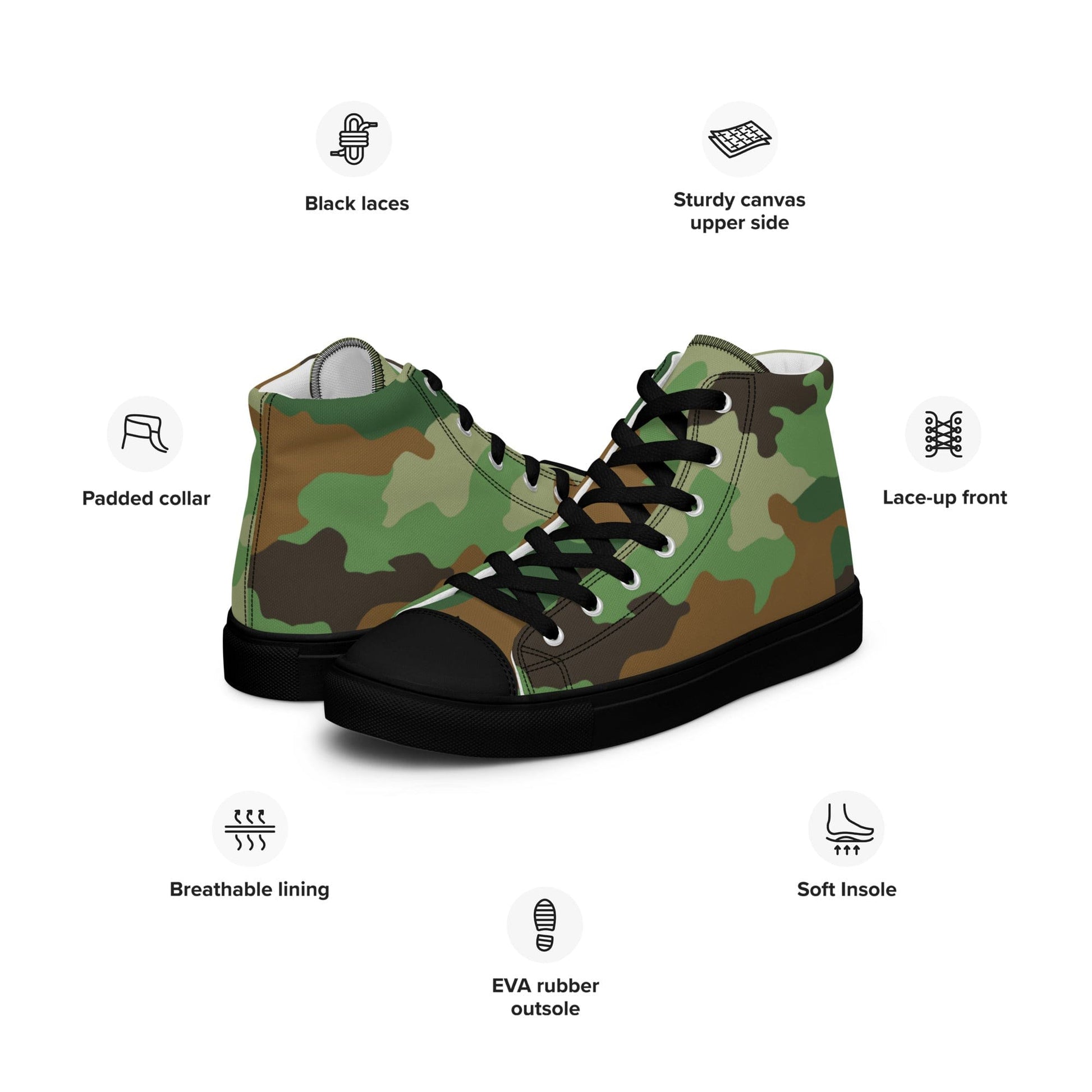 Serbian M93 Oak Leaf CAMO Men’s high top canvas shoes - Mens High Top Canvas Shoes