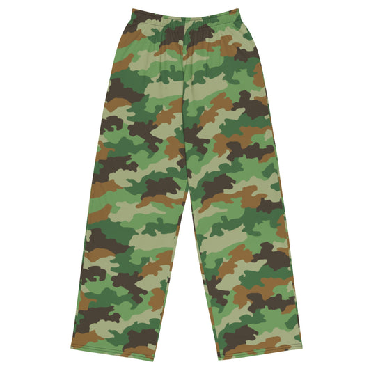 Serbian M93 Oak Leaf CAMO unisex wide-leg pants - 2XS - Unisex Wide-Leg Pants