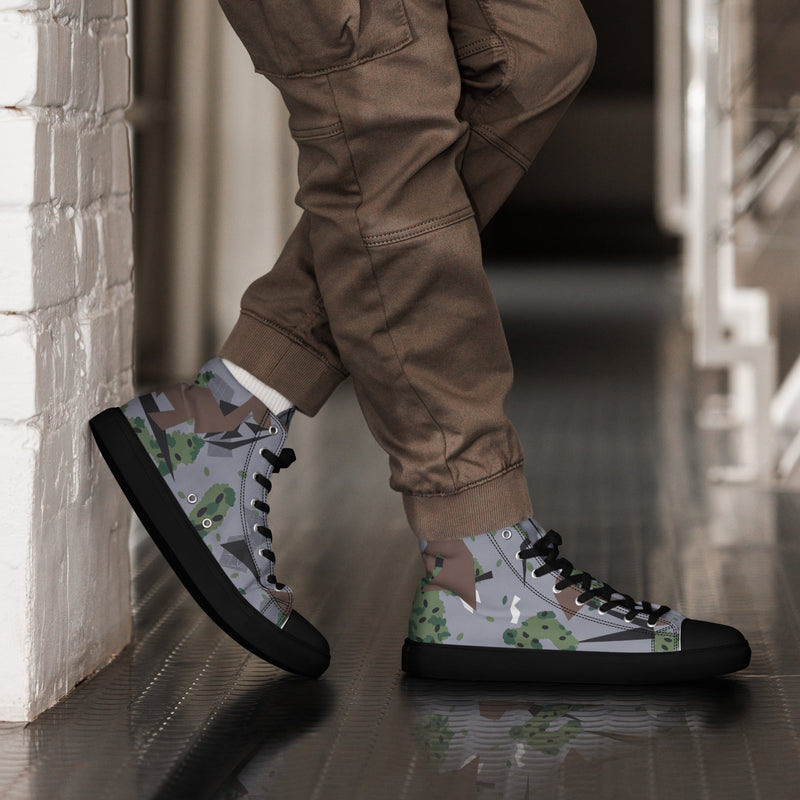 Karst Mountain Serbian Montenegro CAMO Mens High-Top Canvas Shoes - Black / 5