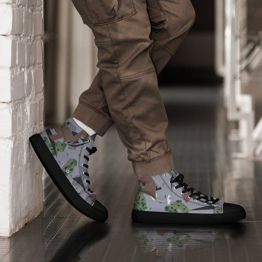 Karst Mountain Serbian Montenegro CAMO Mens High-Top Canvas Shoes - Black / 5