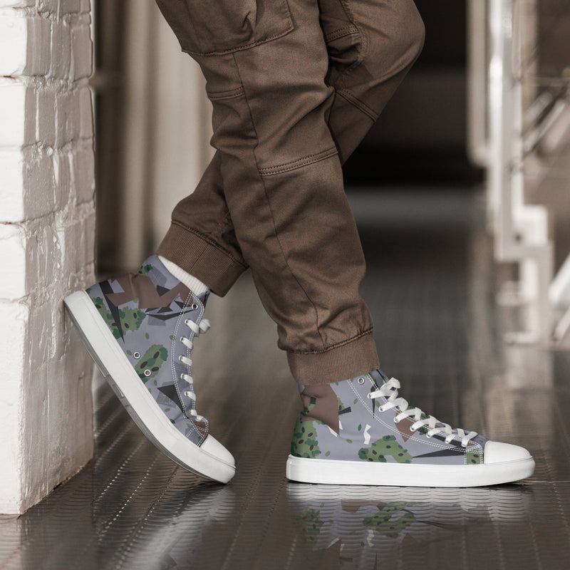 Karst Mountain Serbian Montenegro CAMO Mens High-Top Canvas Shoes - White / 5